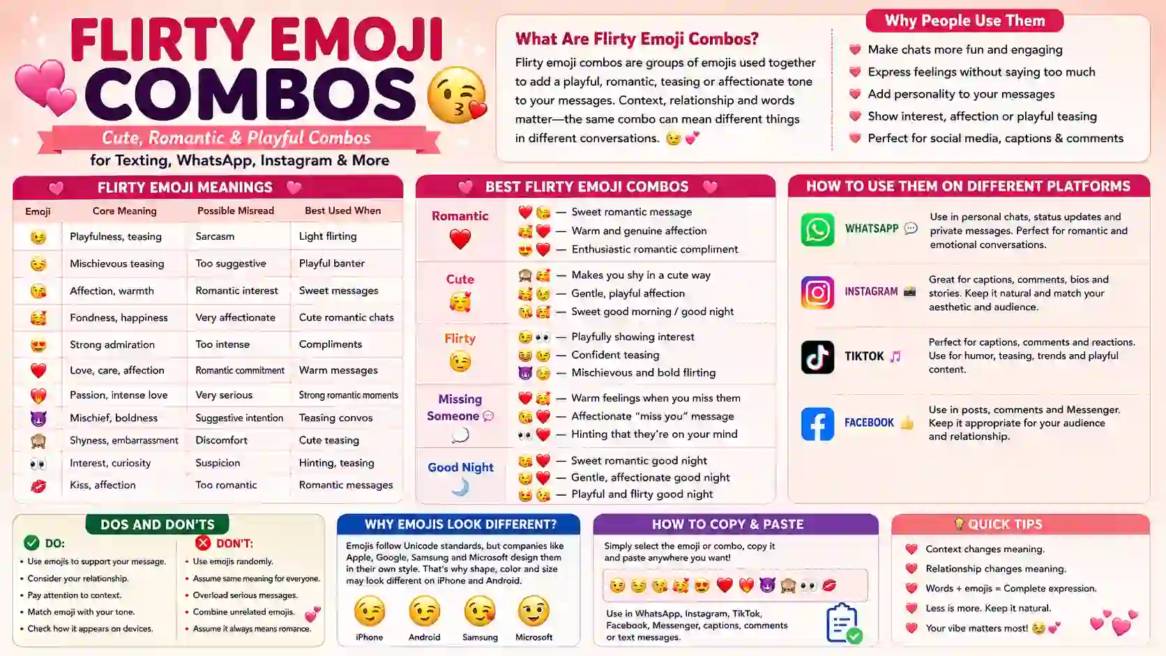 Flirty emoji combos